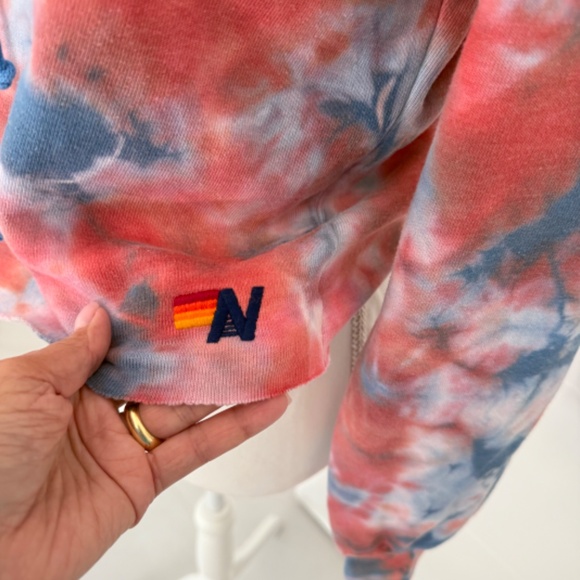 Aviator Nation Light Blue & Red Tie Dye Pullover Sweatshirt & Jogger Set - Picture 6 of 13
